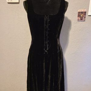 Ralph Lauren Black Velvet Lace Up Detail Dress Size 10